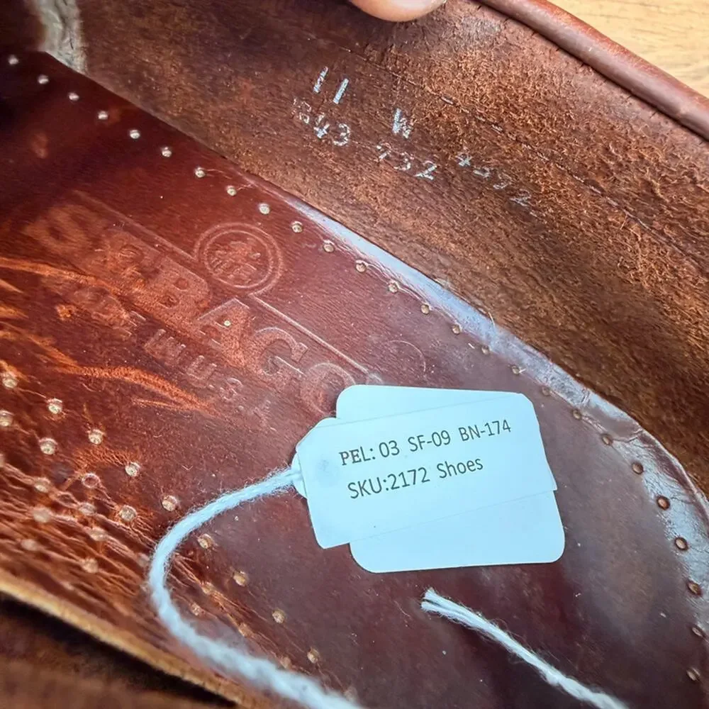 Vtg Sebago Docksides men size 11W Brown Leather Boat Shoes Non Marking Sole